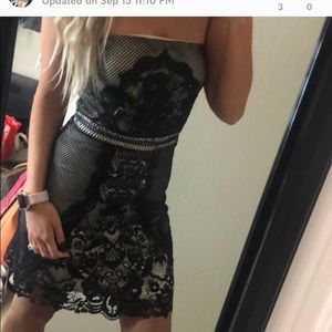 Windsor Black Nude Lace Party Formal Dress